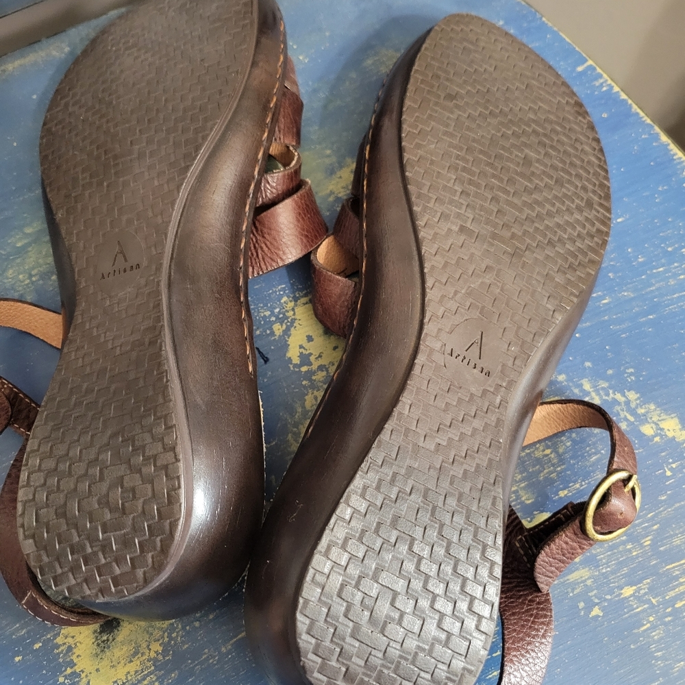 Clarks Artisan Collection Brown Strappy Slingback Sandals Leather Womens 9.5W‎ - Picture 5 of 7
